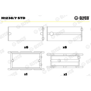 Glyco hovedveivaksellagersett for BMW M57D30 3.0L STD