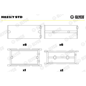 Conjunto de rolamentos da cambota principal GLYCO para BMW M3 E36 E46 M20 M50 M52 M54 S50 S54