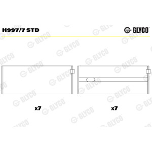 Hovedveivaksellagersett GLYCO for Mercedes-Benz M104.980/981 M103.983/985 3.0L