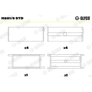 Set glavnih ležajev ročične gredi GLYCO za Mercedes-Benz M116 M117 M119 3.5L 4.2L 5.0L set